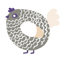 A ash and cream chicken with a lace pattern