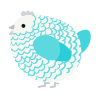 A white and aqua chicken with a lace pattern