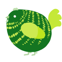 A leaf and lime chicken with a bar pattern