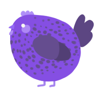 A blurple and overcast chicken with a speckle pattern