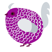 A plum and mist chicken with a lace pattern