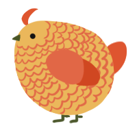 A honey and vermilion chicken with a lace pattern