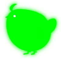 A viridian chicken with a head pattern