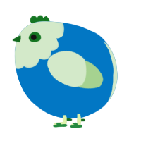 A sapphire and gluppy chicken with a head pattern