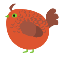 A vermilion and russet chicken with a half-lace pattern