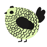 A apple and sable chicken with a lace pattern