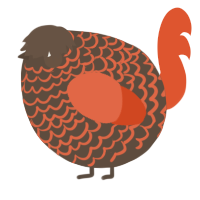 A bark and vermilion chicken with a lace pattern