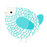 A white and aqua chicken with a lace pattern