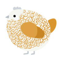 A white and orange chicken with a double-lace pattern