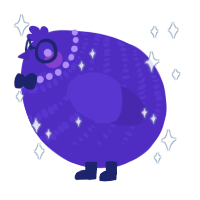 A indigo chicken with a bar pattern