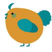 A orange and teal chicken