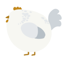 A white and mist chicken with a neck-speckle pattern