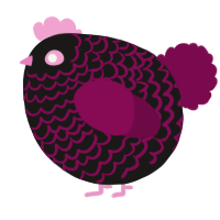 A sable and wine chicken with a lace pattern