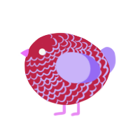 A crimson and lilac chicken with a lace pattern