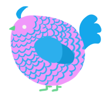 A lavender and sky chicken with a lace pattern