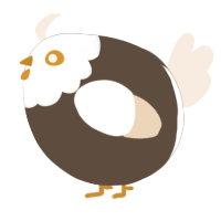 A bark and cream chicken with a head pattern