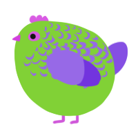 A grass and blurple chicken with a half-lace pattern