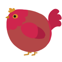 A red and crimson chicken with a head pattern