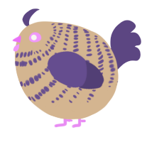 A beige and overcast chicken with a bar pattern