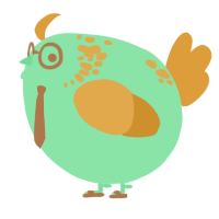A mint and orange chicken with a neck-speckle pattern