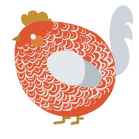 A vermilion and mist chicken with a double-lace pattern