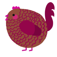 A russet and maroon chicken with a lace pattern