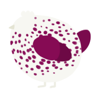 A white and wine chicken with a speckle pattern