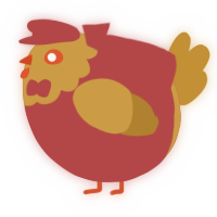 A red and gold chicken with a head pattern