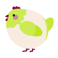 A cream and lime chicken with a head pattern