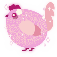 A lavender and pink chicken with a double-lace pattern