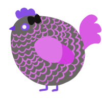 A grey and orchid chicken with a lace pattern