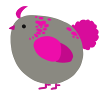 A ash and fuchsia chicken with a neck-speckle pattern