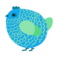A sky and spring chicken with a lace pattern