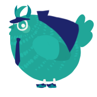 A turquoise chicken with a bar pattern