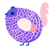 A blurple and rose chicken with a lace pattern