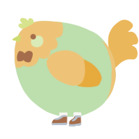 A gluppy and honey chicken with a head pattern