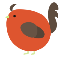 A vermilion and bark chicken