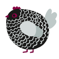 A sable and silver chicken with a lace pattern