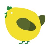 A yellow and olive chicken