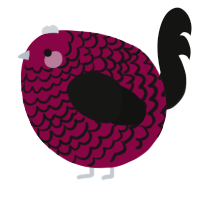 A maroon and black chicken with a lace pattern