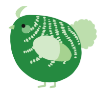 A viridian and gluppy chicken with a half-bar pattern