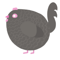 A grey chicken with a lace pattern