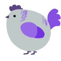 A silver and blurple chicken with a neck-band pattern