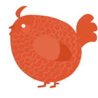 A vermilion chicken with a lace pattern