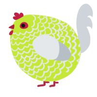 A lime and mist chicken with a lace pattern