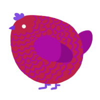 A crimson and plum chicken with a lace pattern