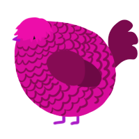 A fuchsia and wine chicken with a lace pattern