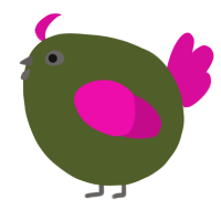 A olive and fuchsia chicken