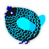 A sable and cerulean chicken with a lace pattern