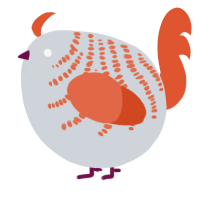 A mist and vermilion chicken with a half-bar pattern